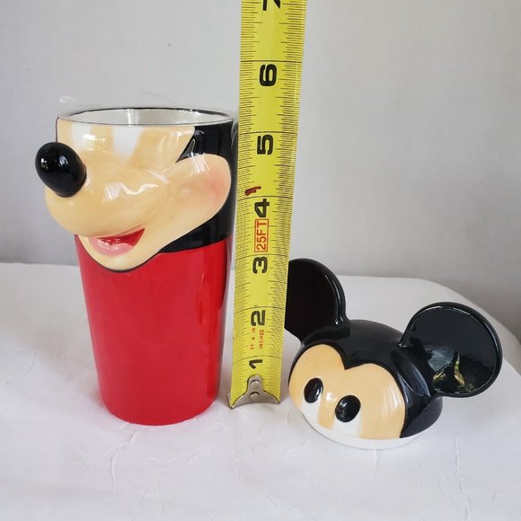 Mickey Mouse Head Mug Disney Theme Parks ceramic with lid, red cup - Picture 8 of 12